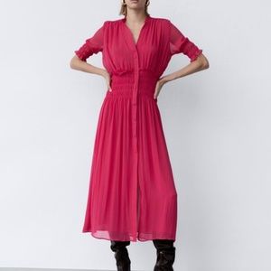 Zara Fuchsia Pleated Dress